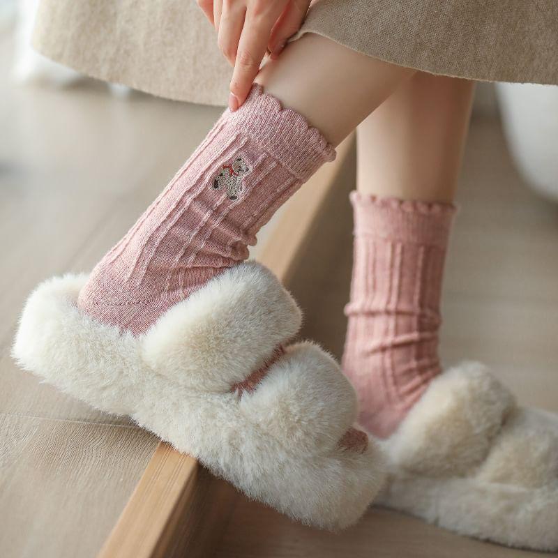 Bear Embroidered Socks Product Image