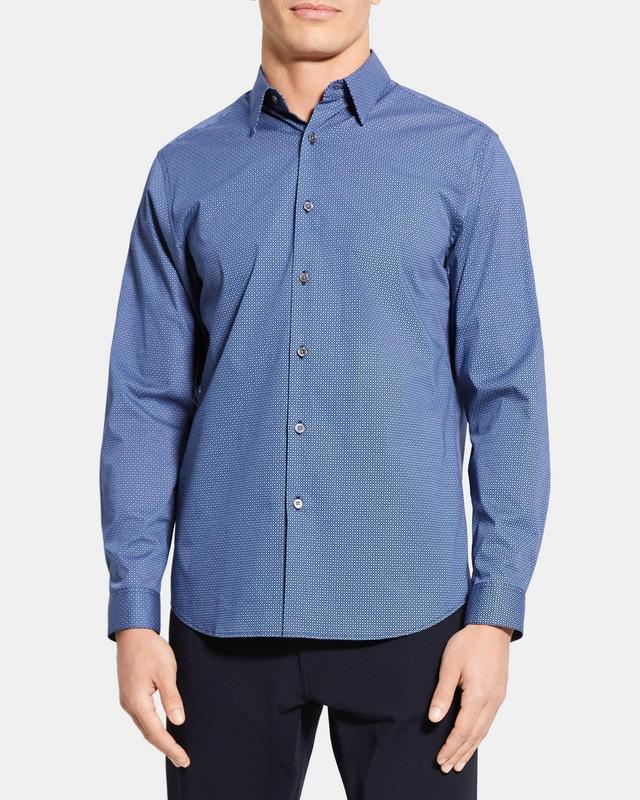 Standard-Fit Shirt in Printed Stretch Cotton Product Image