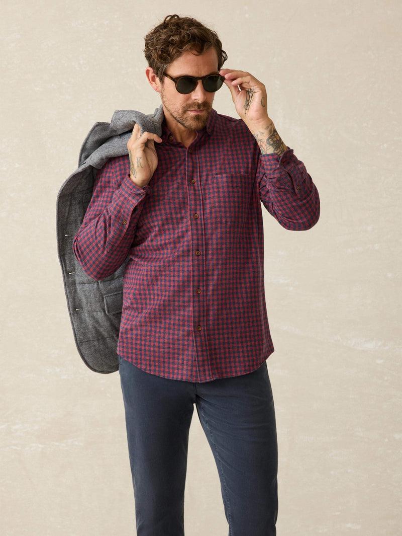 Coastline Knit Shirt - Navy Red Gingham Product Image