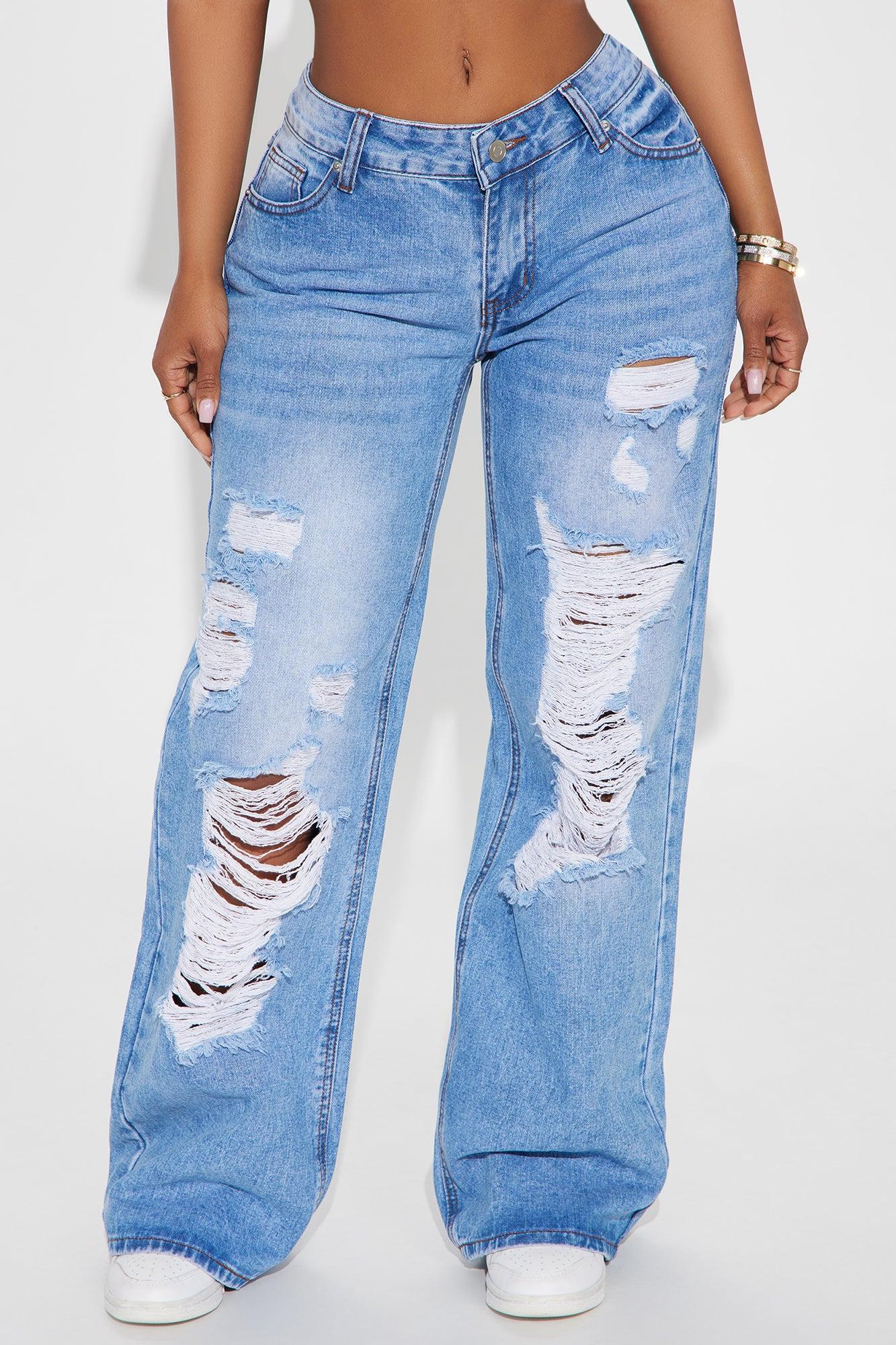 You're Obsessed Ripped Straight Leg Jeans - Medium Wash Product Image