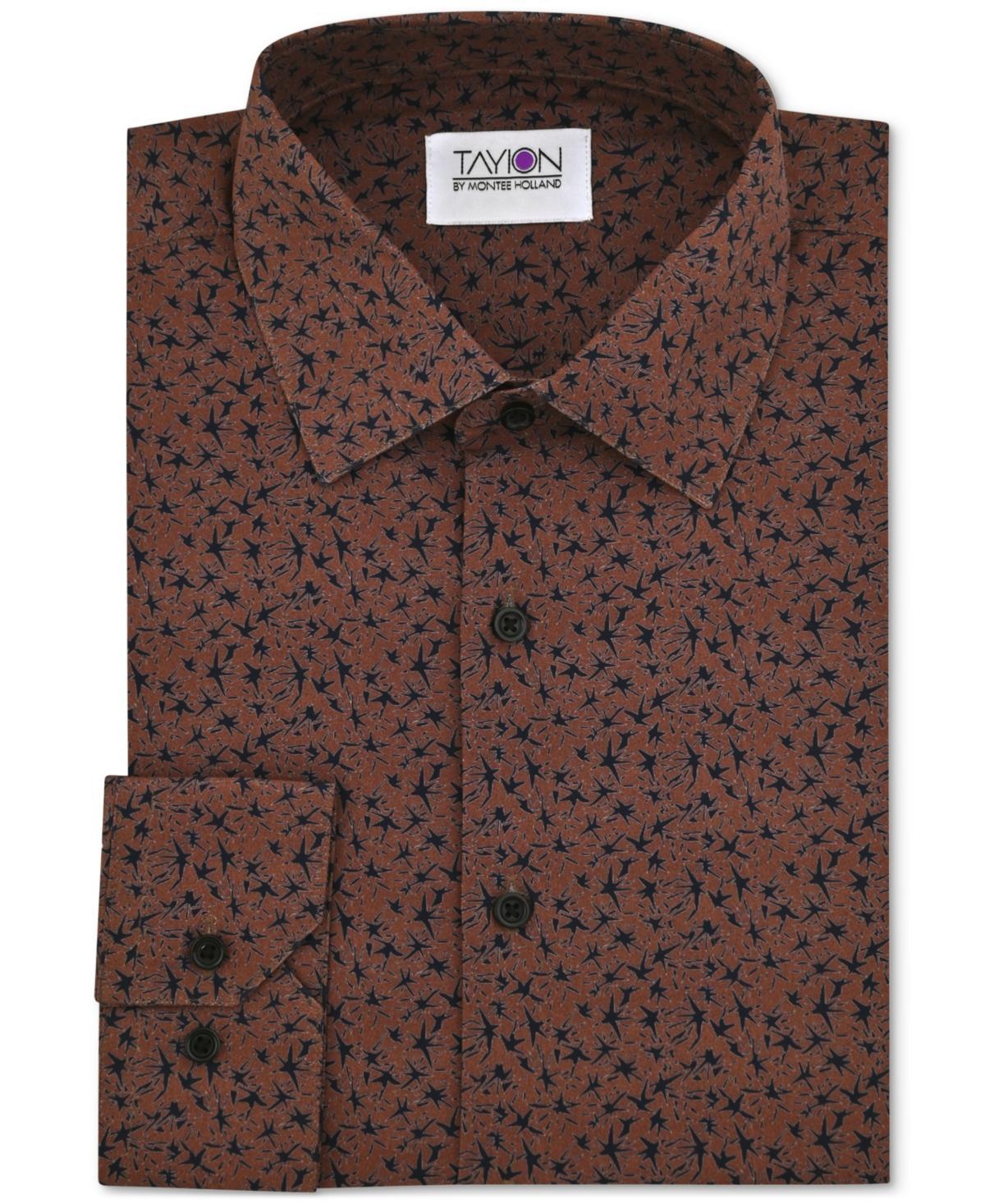 Tayion Collection Mens Slim-Fit Mini-Floral Dress Shirt Product Image