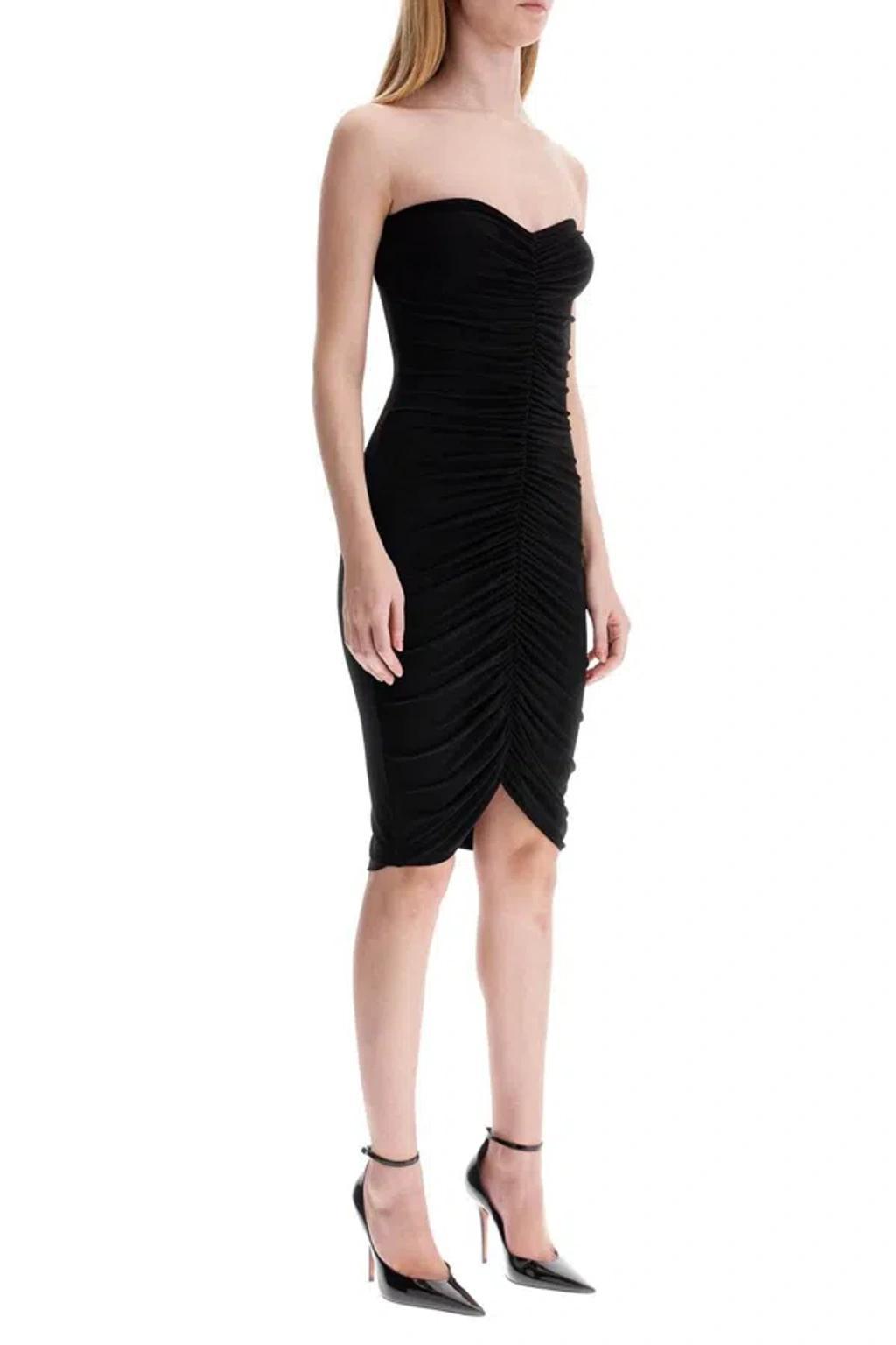 NORMA KAMALI Black Shirred To Knee Dress Product Image