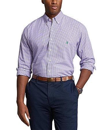 Polo Ralph Lauren Big  Tall Classic Fit Gingham Stretch Poplin Long Sleeve Woven Shirt Product Image