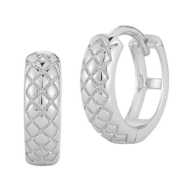 Sunkissed Sterling Textured Huggie Hoop Earrings, Womens, Silver Tone Product Image