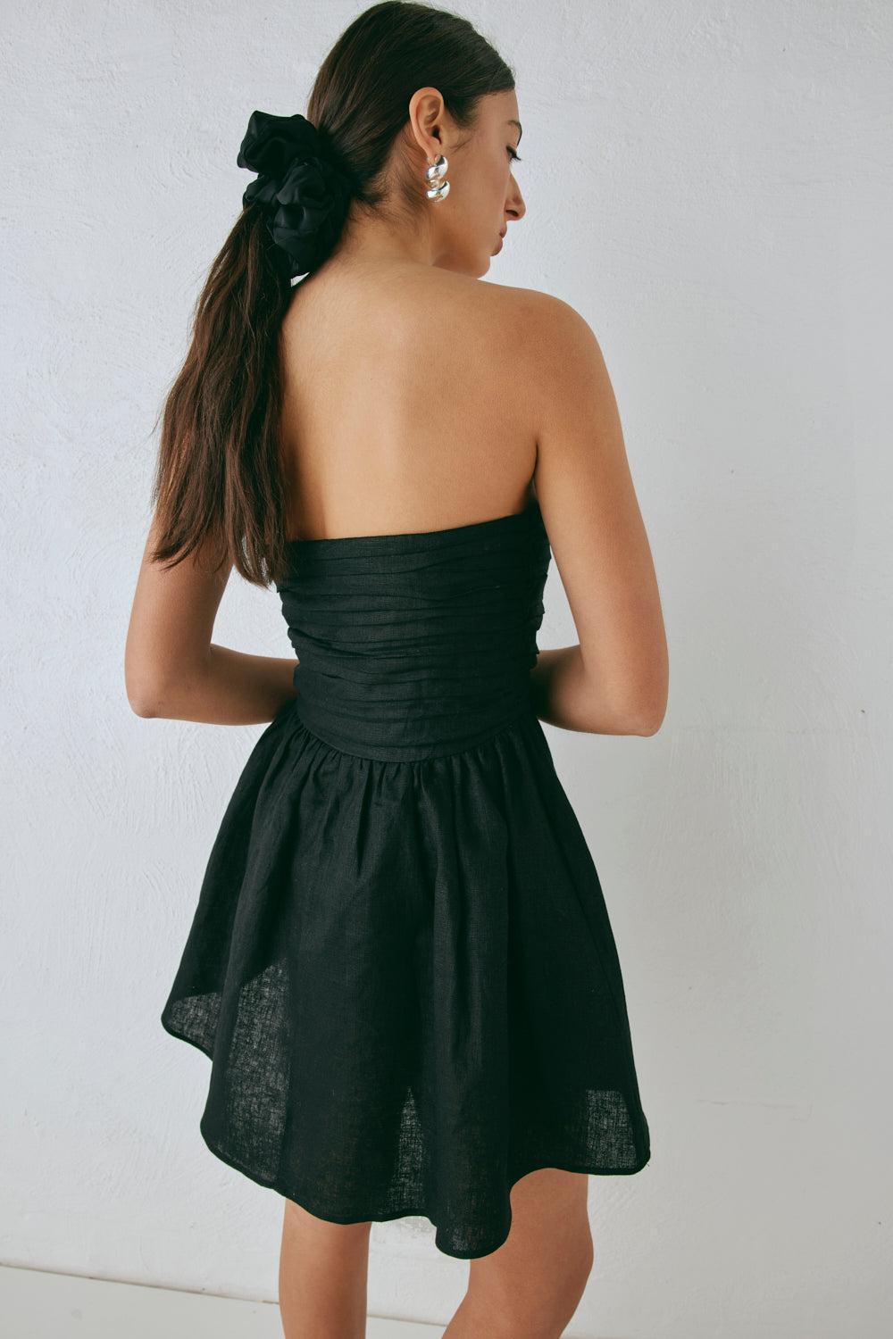 Saint Malo Linen Mini Dress Black Product Image