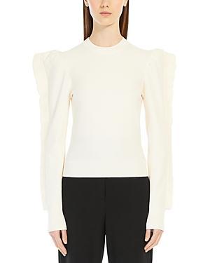 Genero Ruffled Jersey Sweater In White Product Image