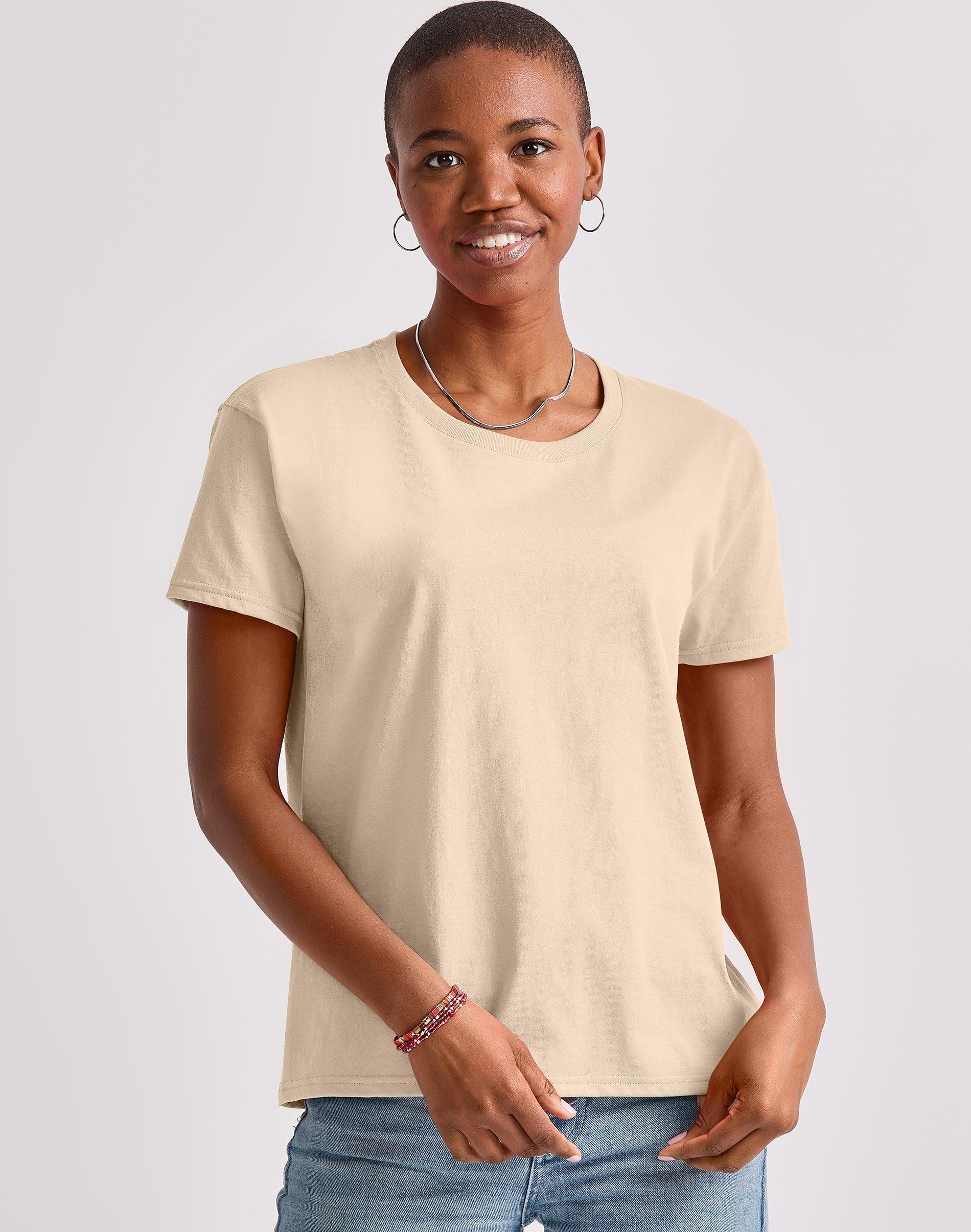 Hanes Essentials Womens Cotton T-Shirt, Oversized Fit Light Steel S Product Image