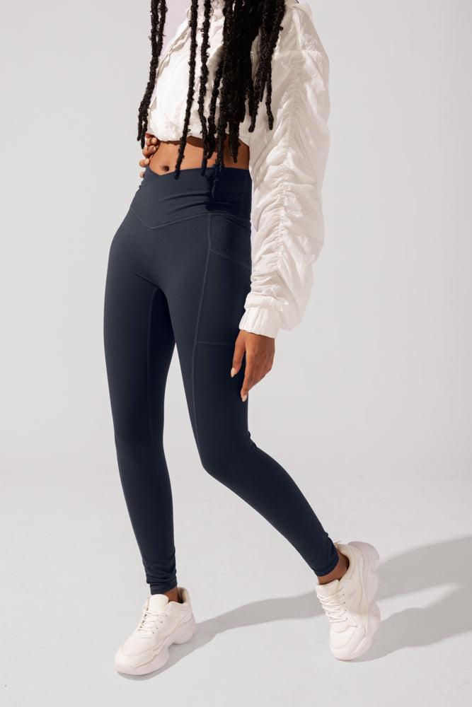 Crisscross Hourglass® Leggings with Pockets - Smoky Navy Product Image