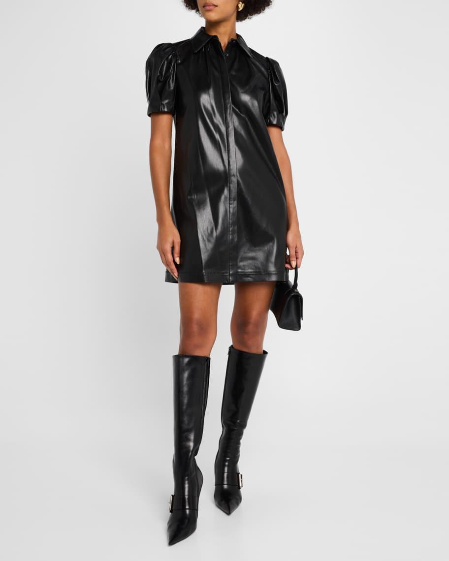 Jem Vegan Leather Puff-Sleeve Shirtdress Product Image