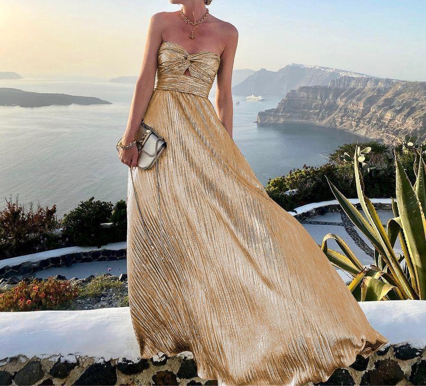 Strapless Cutout Knot Max Evening Dress Product Image