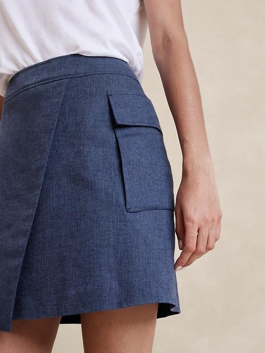 Linen-Blend Wrap Mini Skirt Product Image