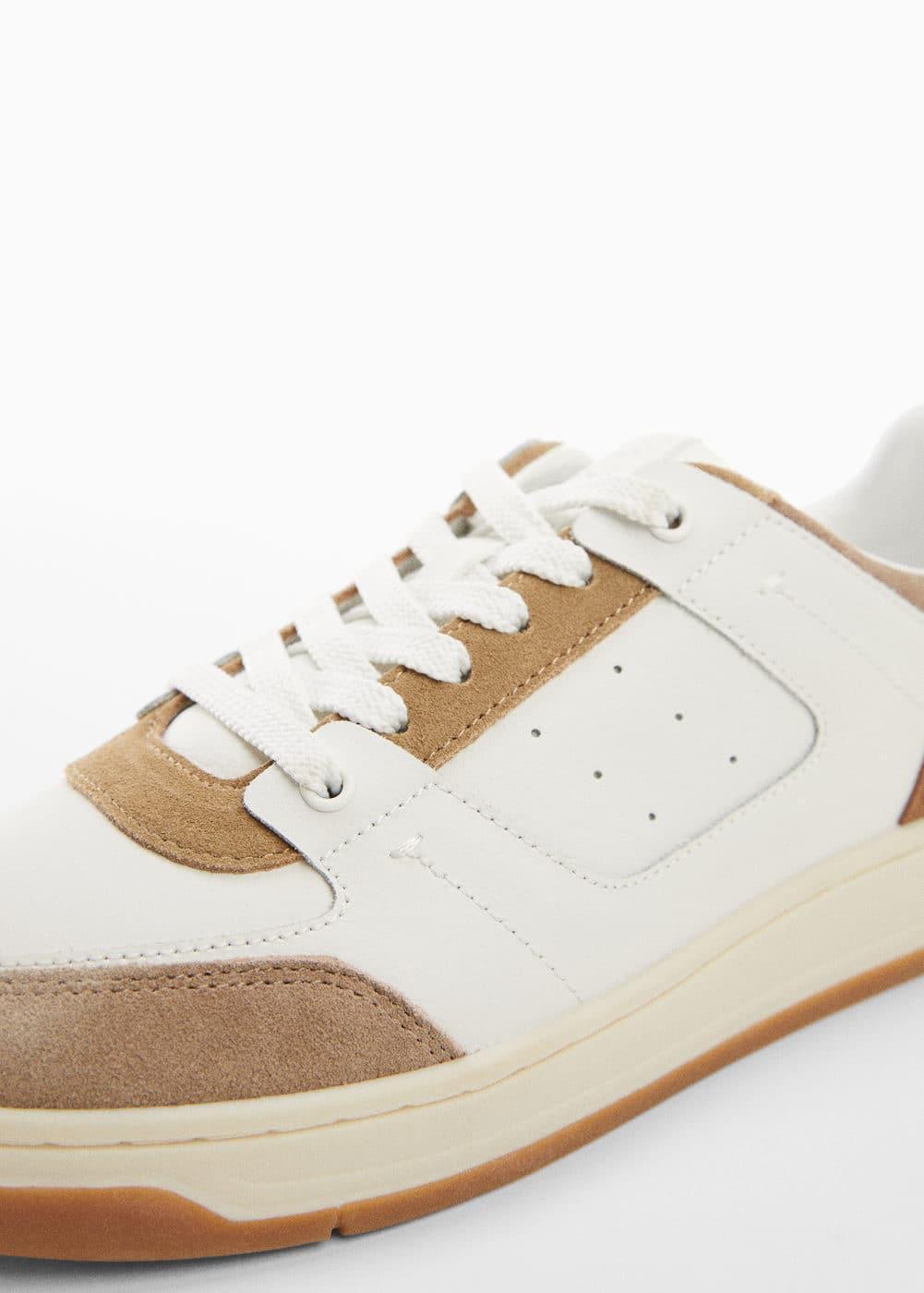 MANGO MAN - Leather mixed sneakers light/pastel brownMen Product Image