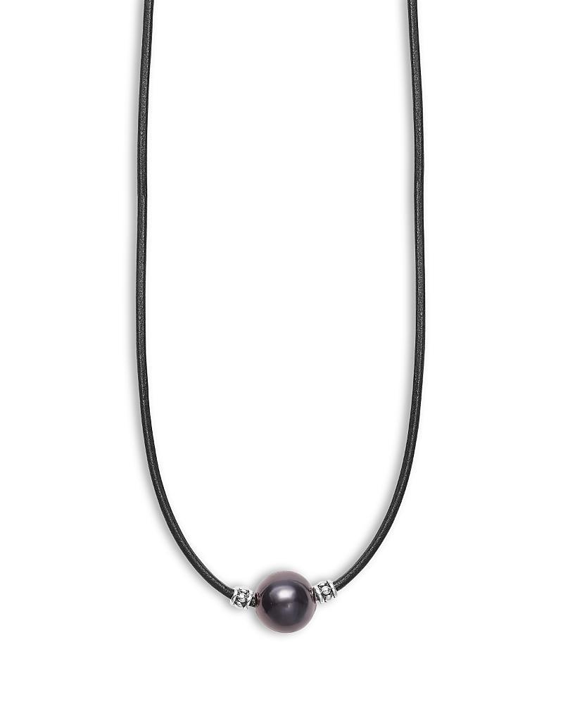 Lagos Mens Sterling Silver Anthem Black Tahitian Pearl Pendant Necklace, 20 - Exclusive Product Image