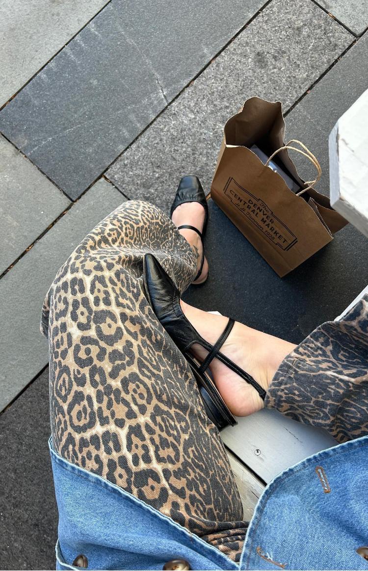 Brunet Leopard Print Straight Leg Jeans Product Image