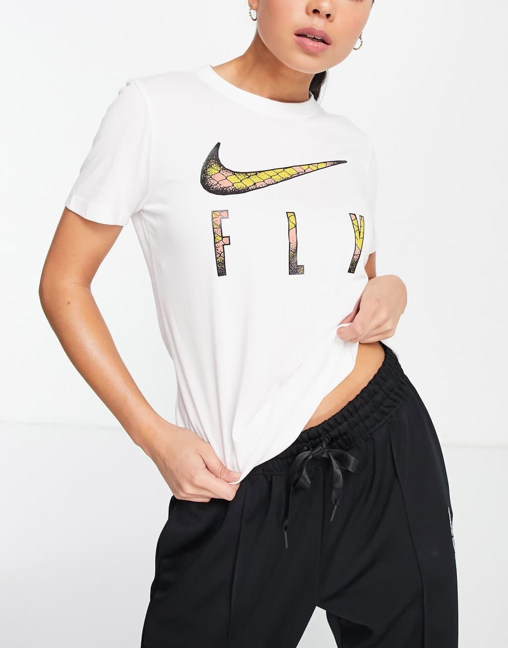 Nike Basketball Fly Snakeskin Swoosh t-shirt in white Product Image