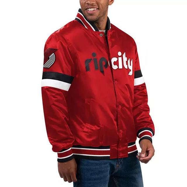 Mens Starter Portland Trail Blazers Home Game Satin Full-Snap Varsity Jacket Product Image