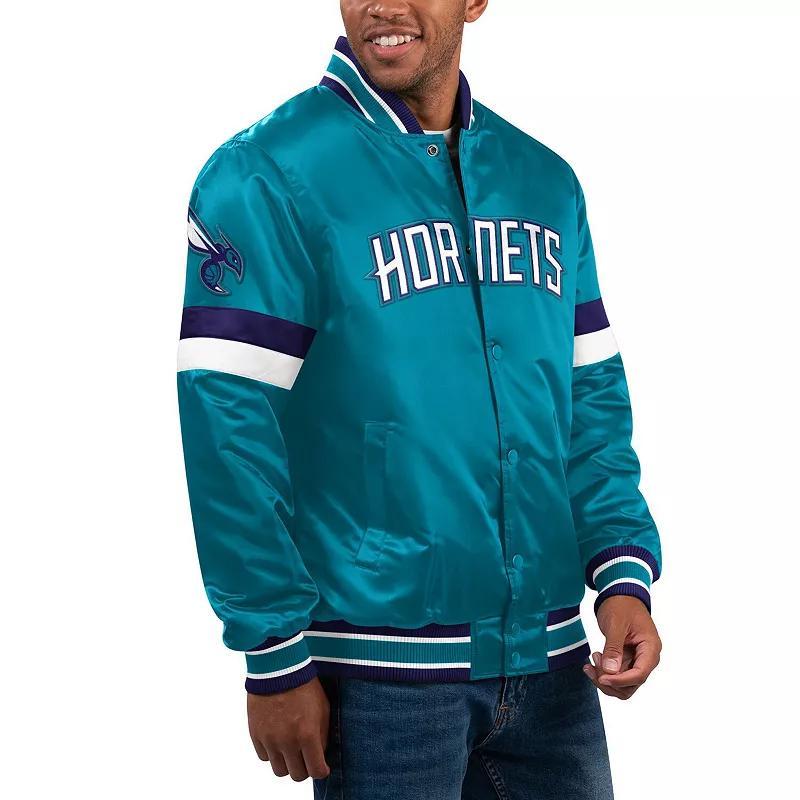 Mens Starter Teal Charlotte Hornets Home Game Satin Full-Snap Varsity Jacket Product Image