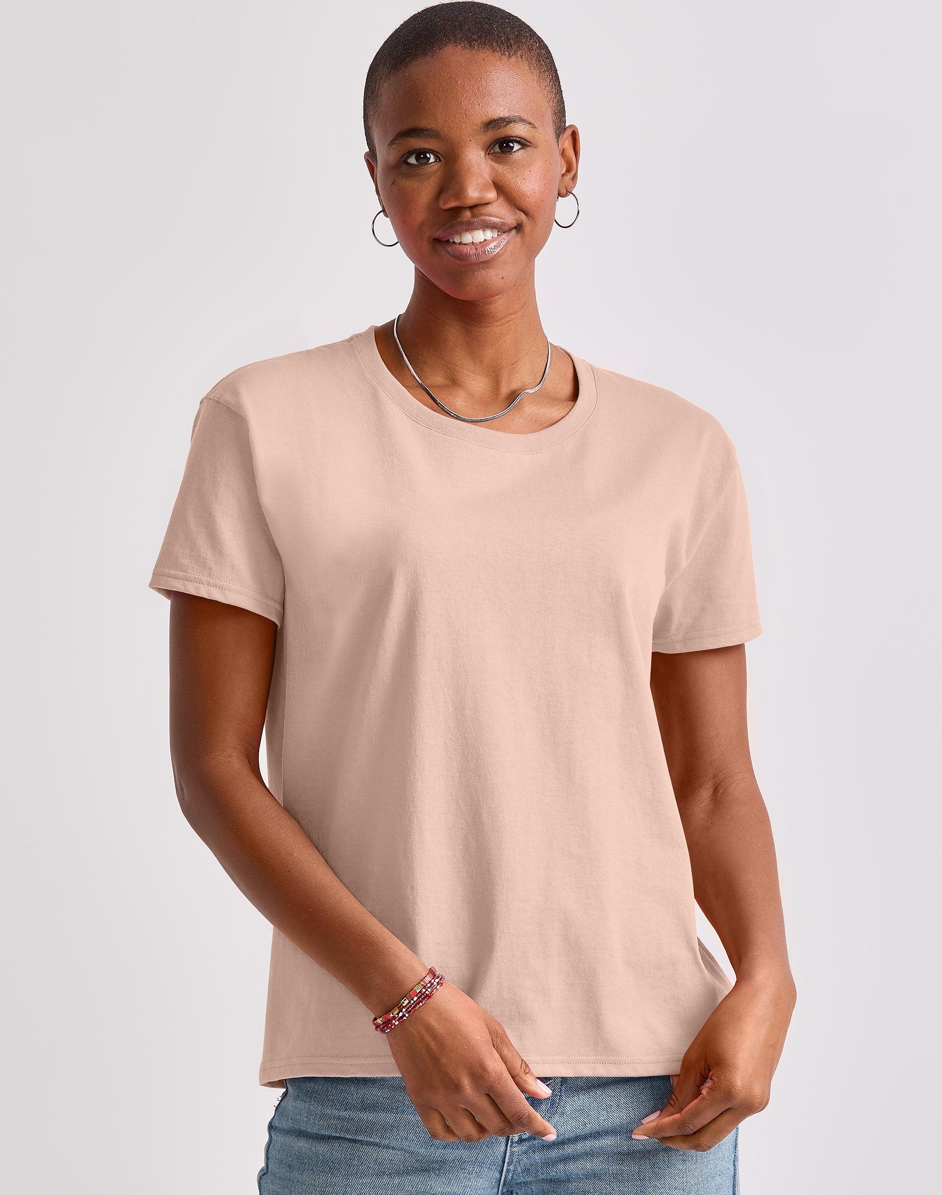 Hanes Essentials Womens Cotton T-Shirt, Oversized Fit Light Steel S Product Image