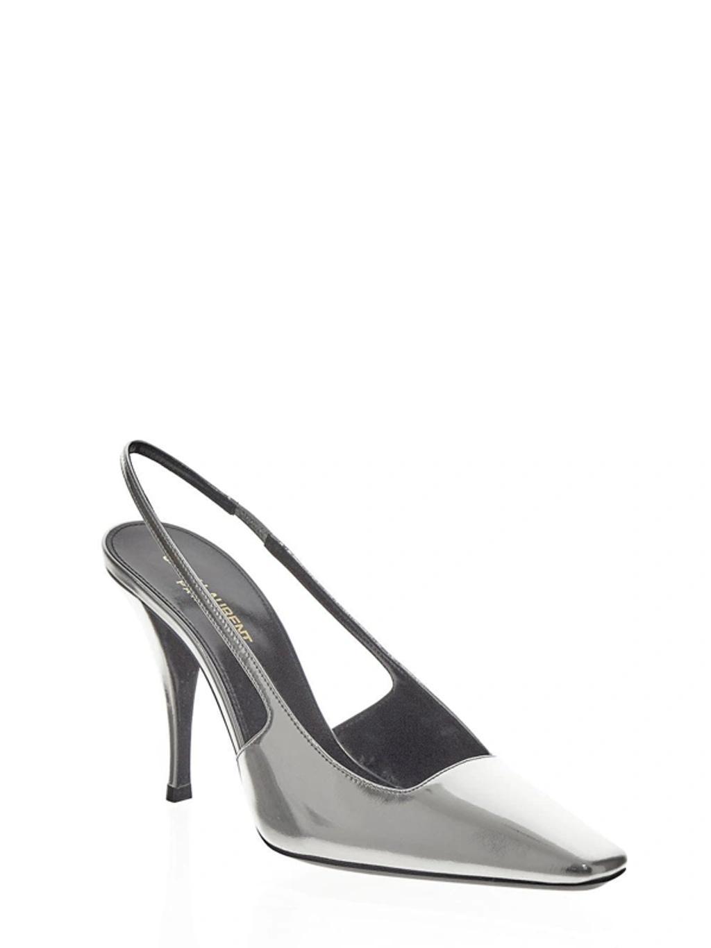 Blade Mirrored Leather Slingback Pumps In Metallic Product Image