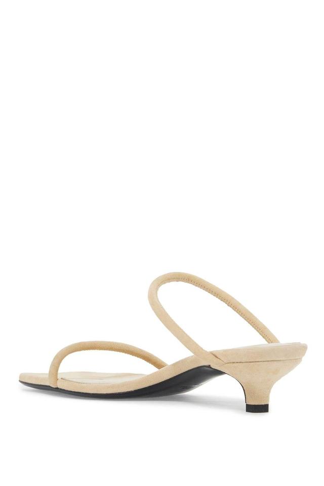 Minimalist Suede Leather Sandals In Ecru Product Image