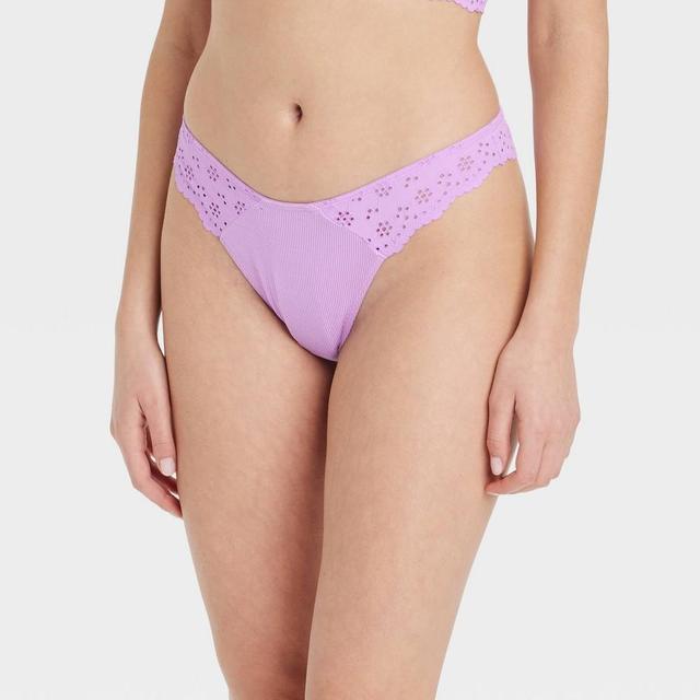 Womens Eyelet Thong - Colsie Light Violet XS Product Image