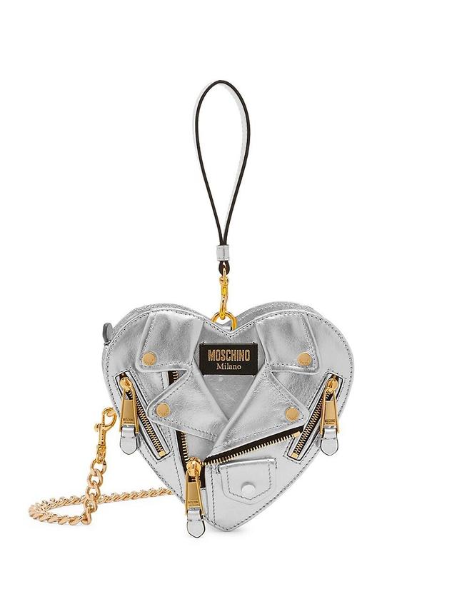 Womens Biker Heart Metallic Leather Bag Product Image