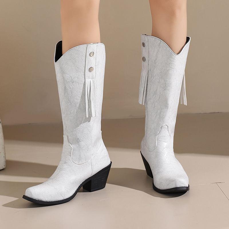 Block Heel Faux Leather Tall Boots product image