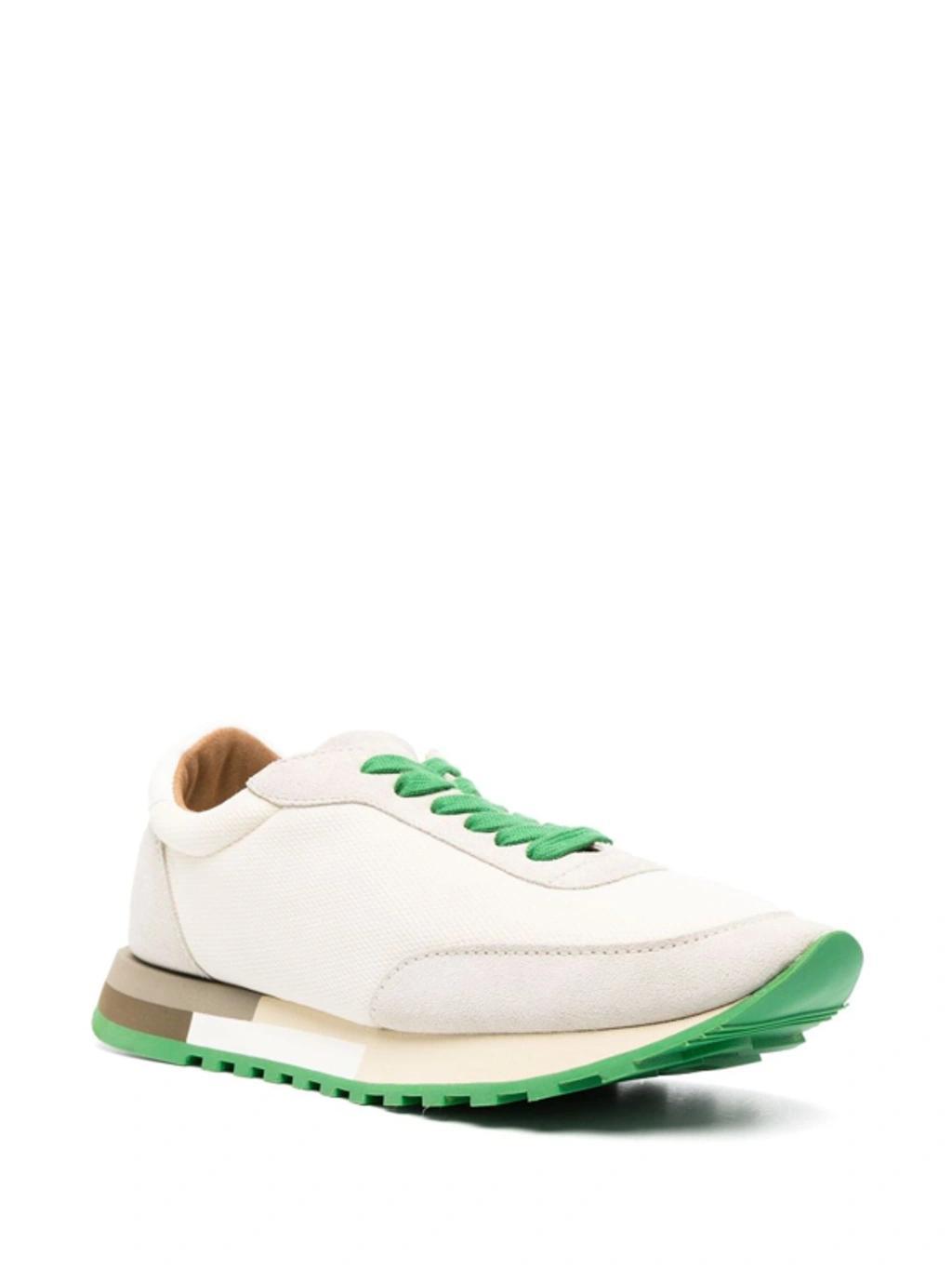 THE ROW Owen Color-block Mesh And Suede Sneakers In Ivory Green Product Image