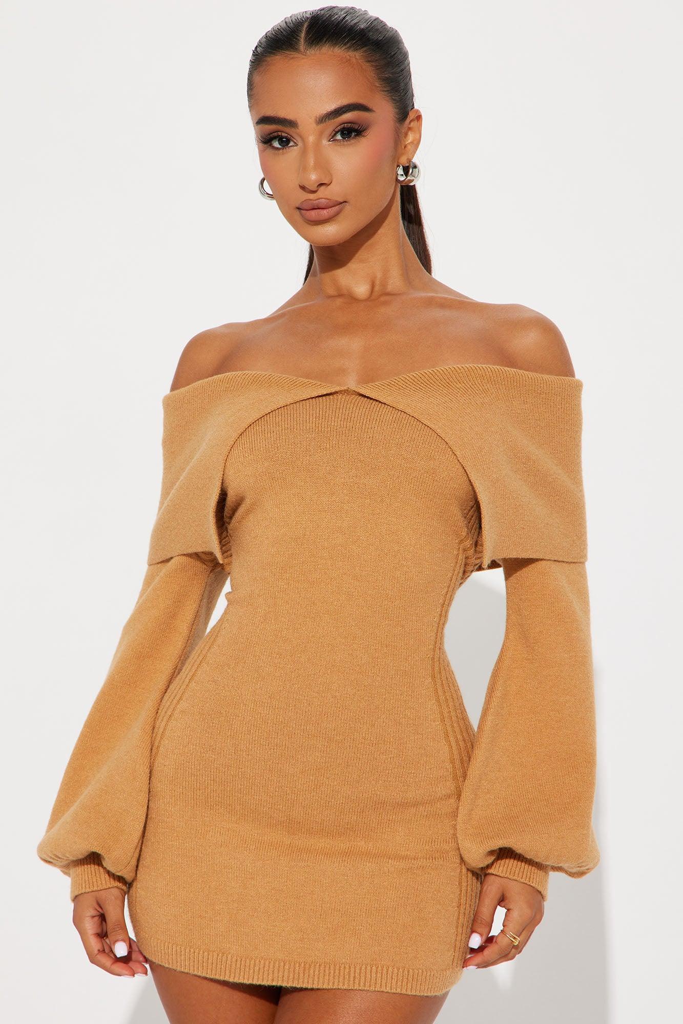 Avila Sweater Mini Dress - Mustard Product Image