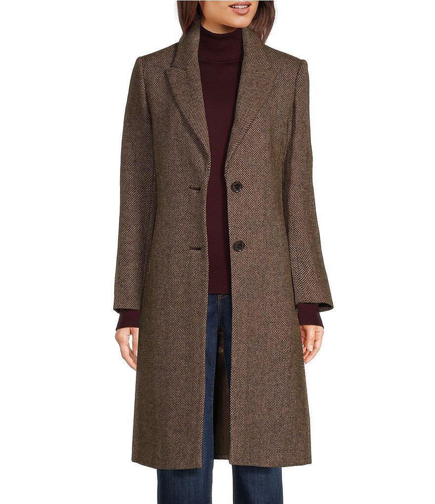 Lauren Ralph Lauren Single Breasted Wool Blend Notch Collar Reefer Trench Coat Product Image