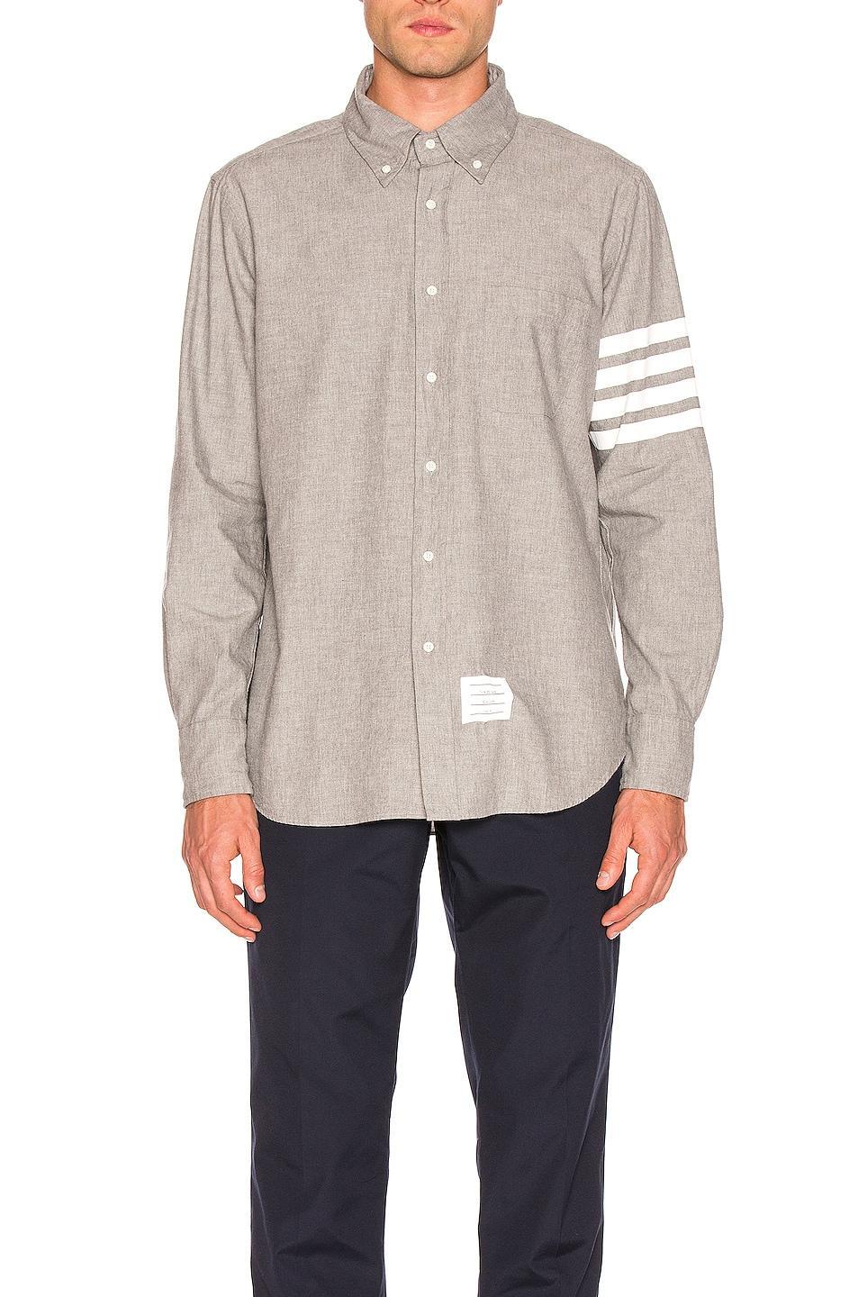 Thom Browne Straight Fit Button Down Long Sleeve Shirt Blue. (also in 1). Product Image