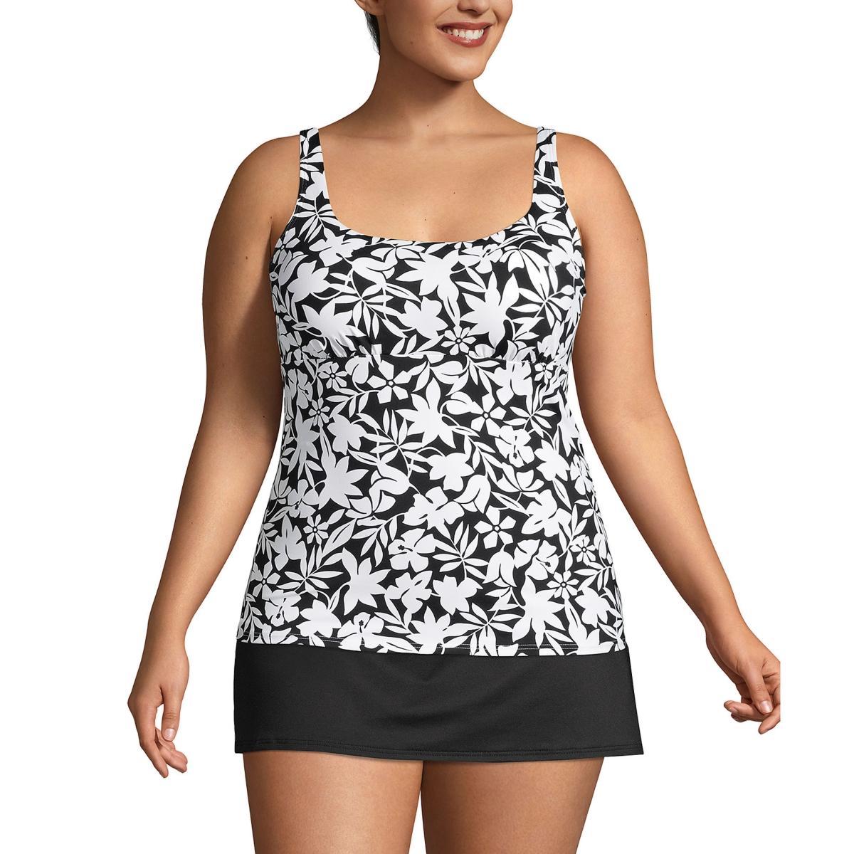 Lands End Plus Size Ddd-Cup Chlorine Resistant Square Neck Underwire Tankini Swimsuit Top Product Image