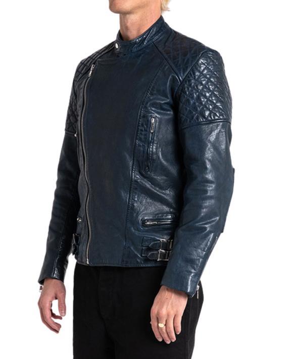 Lightning Leather Jacket - Dark Blue Product Image