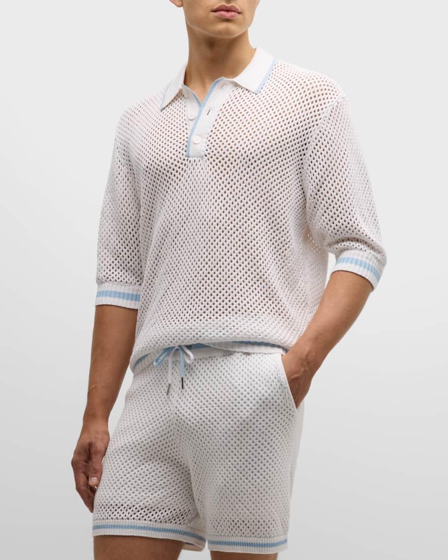 Men's Zane Crochet Polo Shirt Product Image