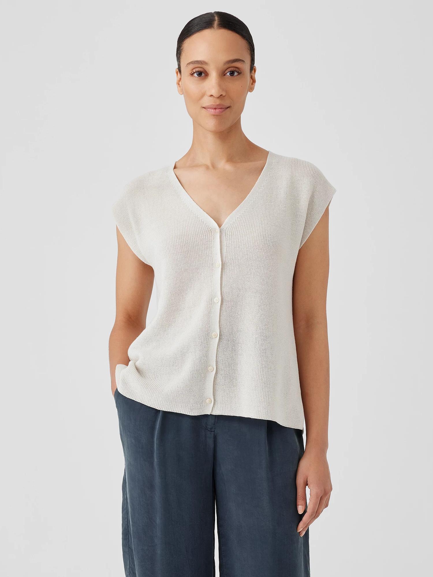 EILEEN FISHER Peruvian Organic Cotton Crepe Vestfemale Product Image