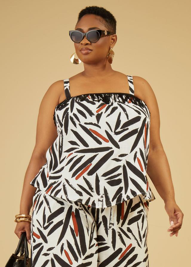 Plus Size Fringed Printed Tank Ashley Stewart Product Image