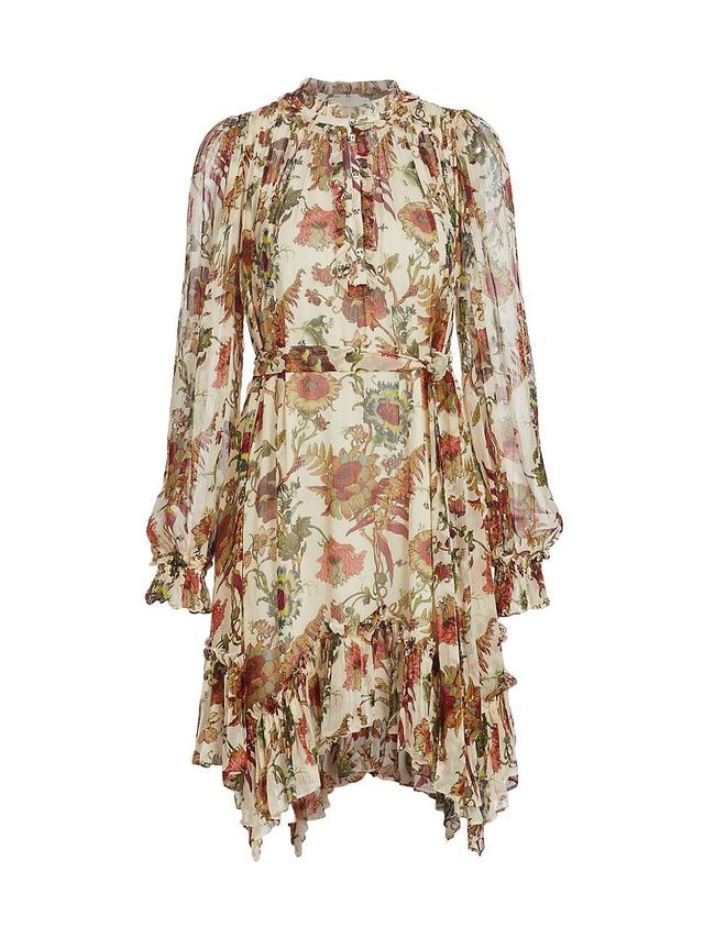 Womens Anais Floral Silk Chiffon Minidress Product Image