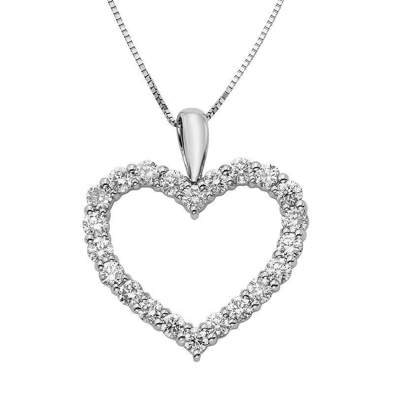 1 Carat T.W. IGL Certified Diamond 14k Gold Heart Pendant Necklace, Womens, Size: 18, White Product Image