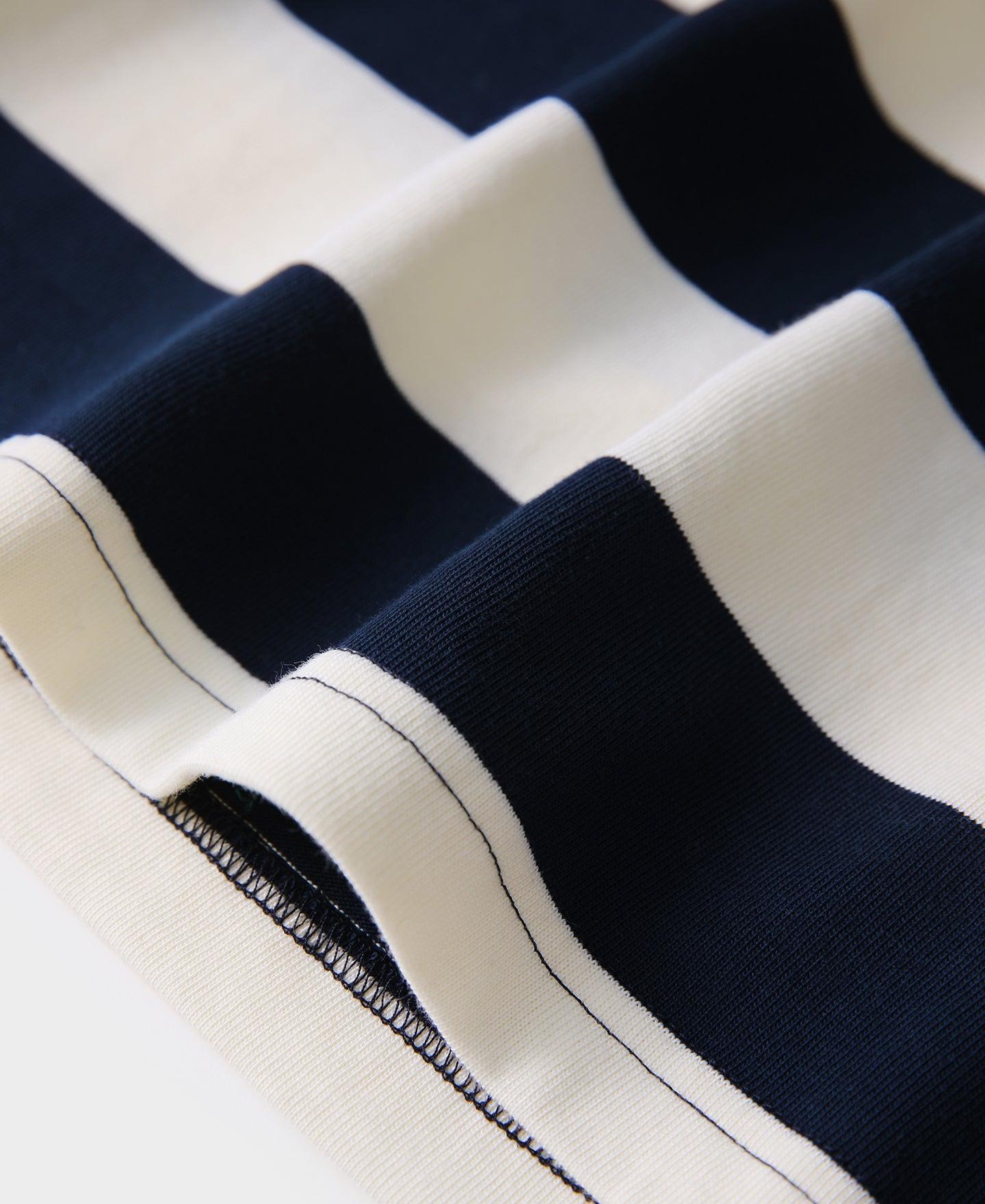 Heavyweight Cotton Wide Striped T-Shirt - Blue/White Product Image