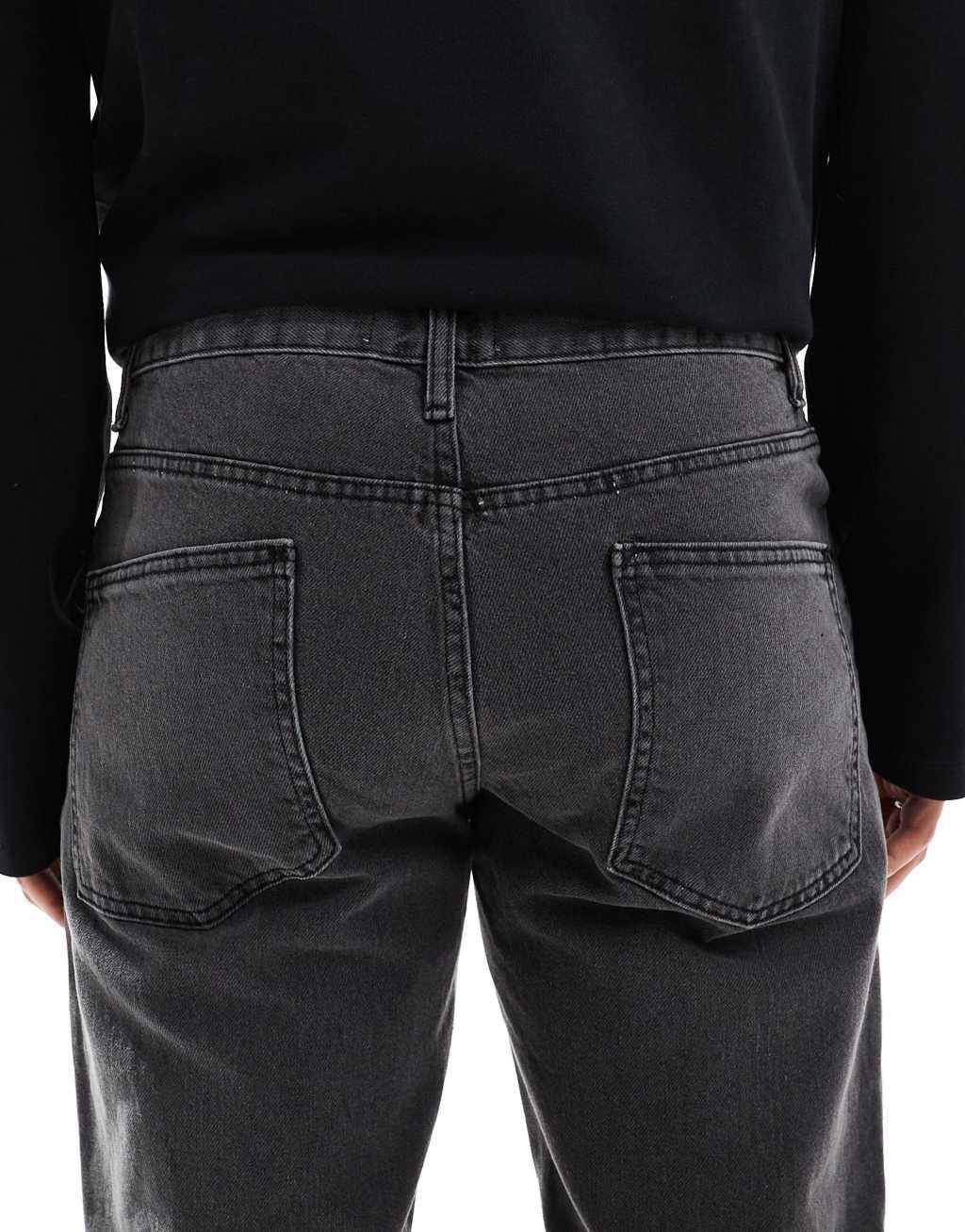 ASOS DESIGN tapered fit jeans in washed black  Product Image