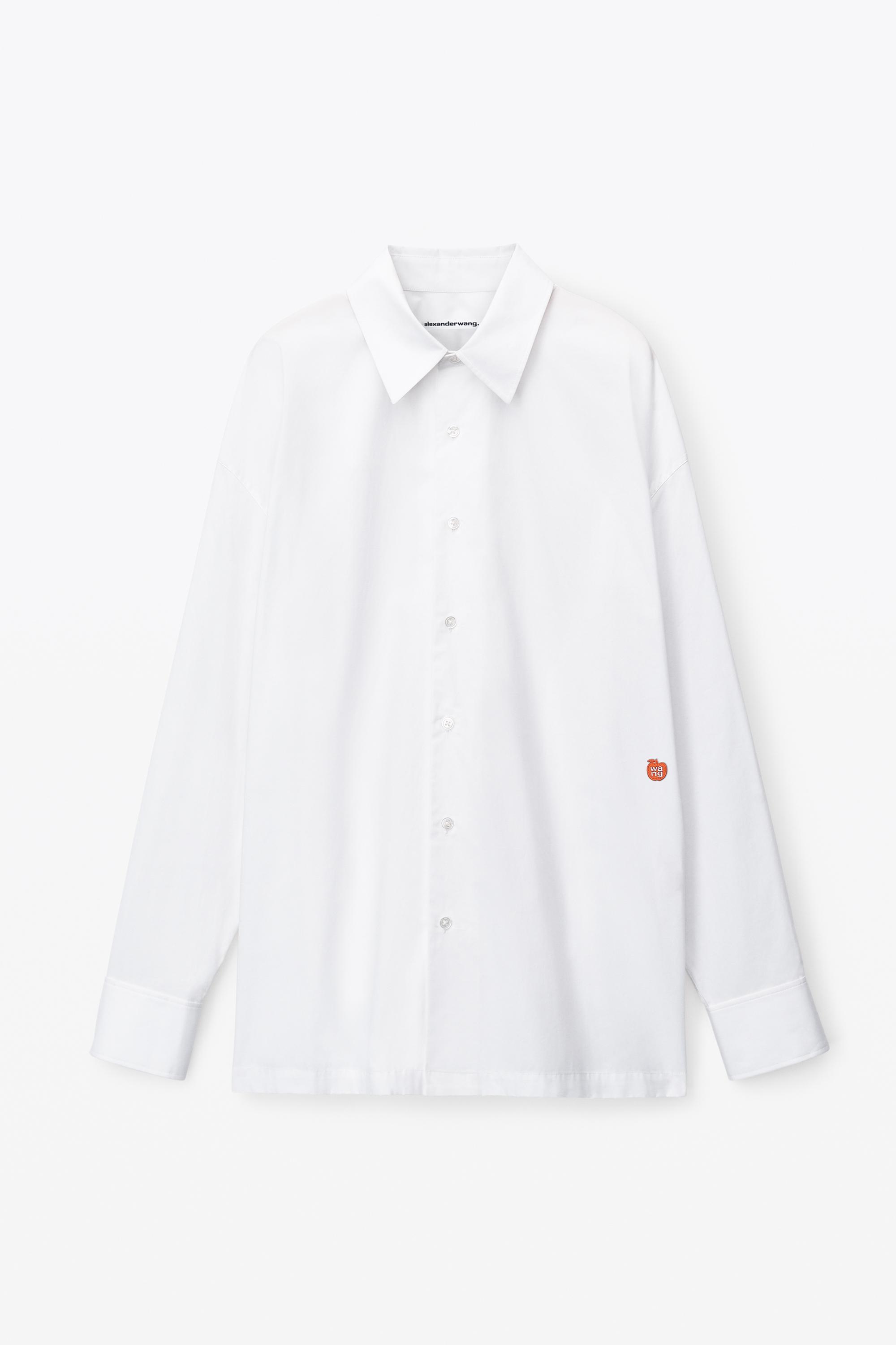 Button Up Boyfriend Shirt In Compact Cotton With Apple Logo Patch Product Image