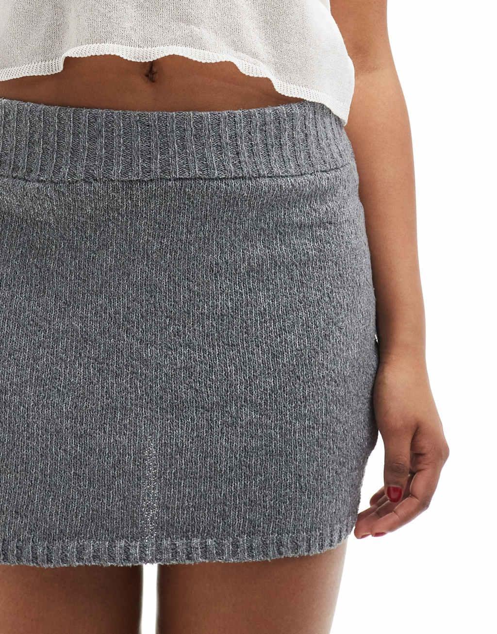 NA-KD knitted mini skirt in gray Product Image