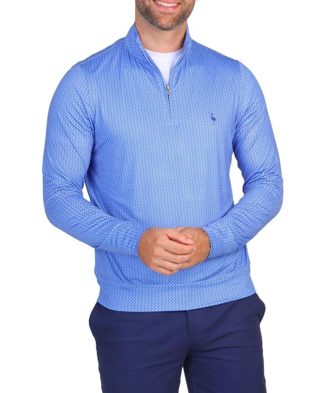 Tailorbyrd Mens Blue Tees Printed Performance Quarter Zip Product Image