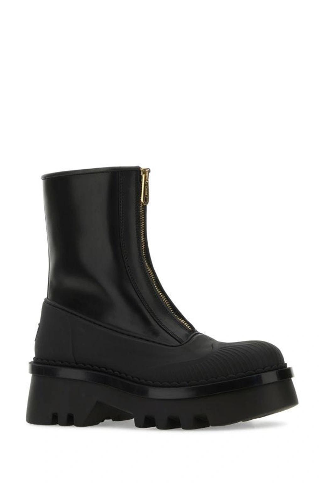 Chloe Woman Black Leather Raina Ankle Boots Product Image