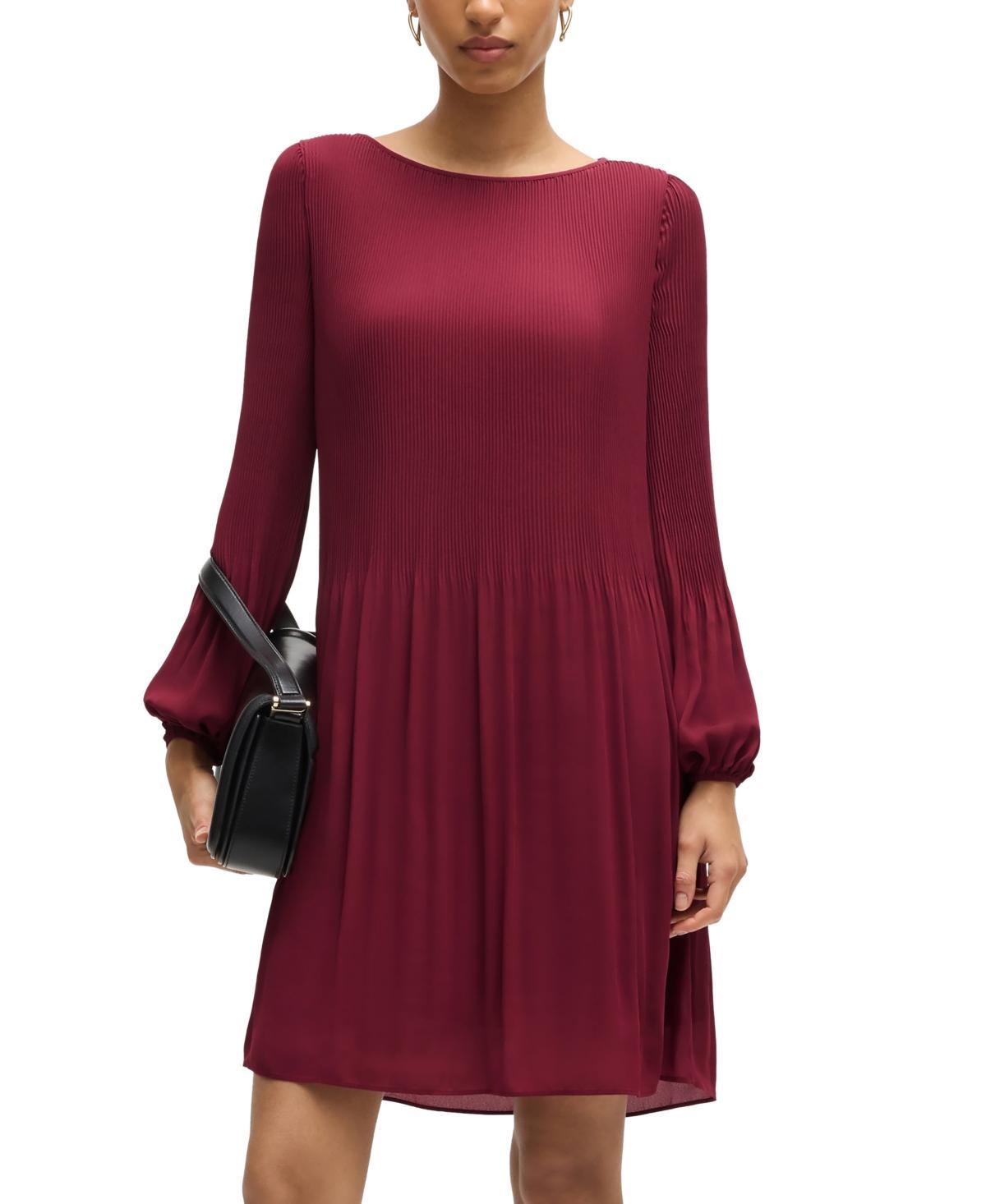 Women's Plisse Pleats Regular-Fit Crew-Neck Dress Product Image