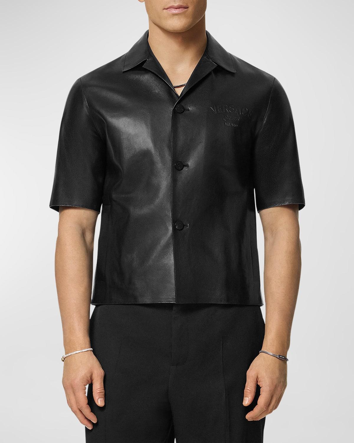 Men's Smooth Leather Camp Shirt Product Image