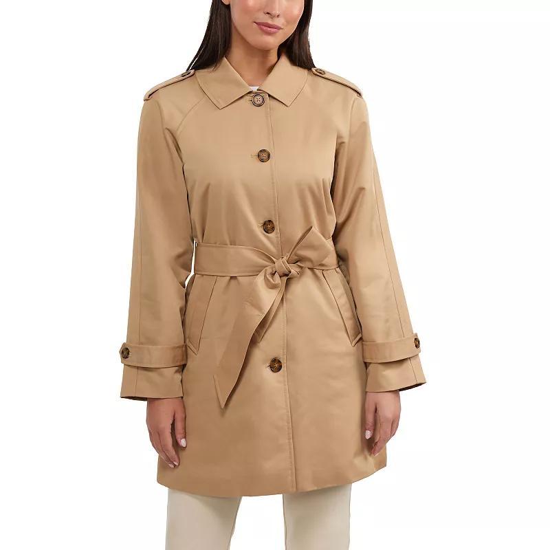 Womens Ellen Tracy Classic Trench Coat Blue Product Image