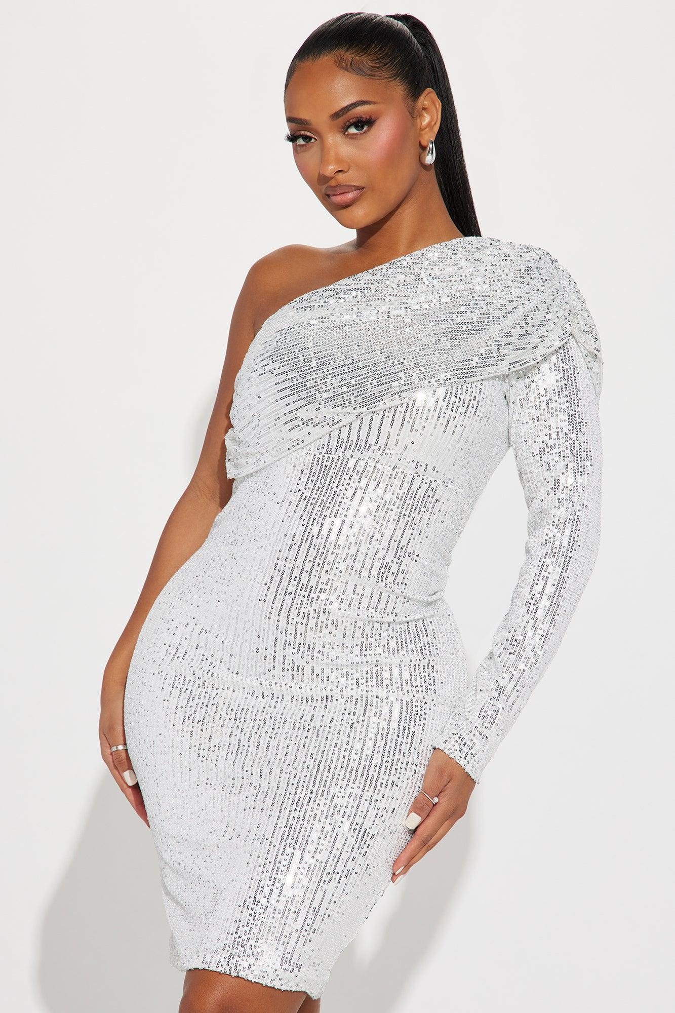 Alexia Sequin Midi Dress - Silver Product Image