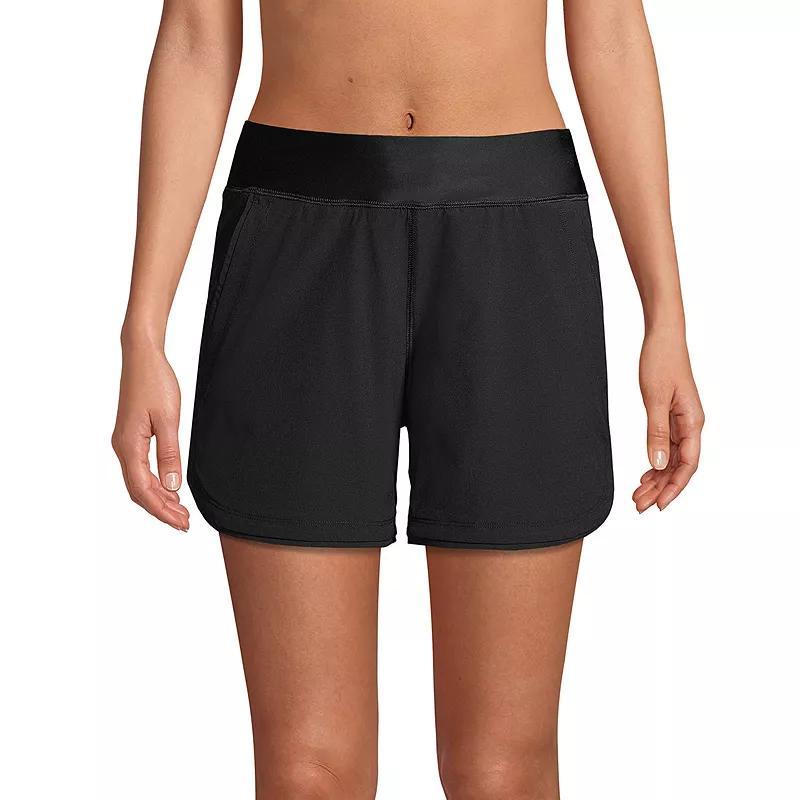 Womens Lands End Curvy Fit 5 Quick Dry Swim Shorts Deep Blue Product Image