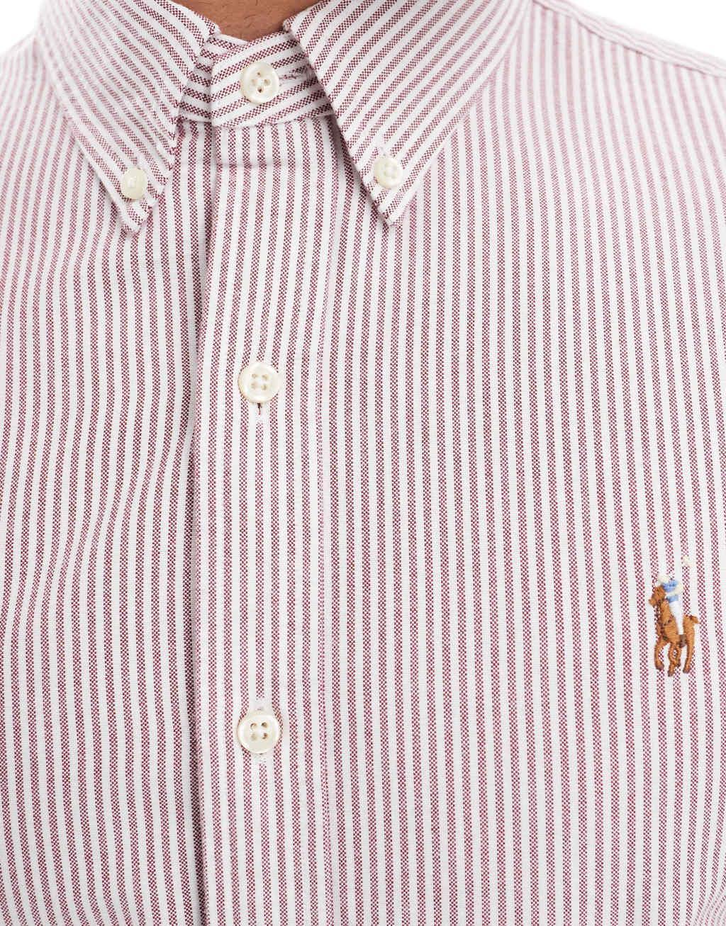 Polo Ralph Lauren icon logo slim fit stripe oxford shirt in burgundy/white Product Image